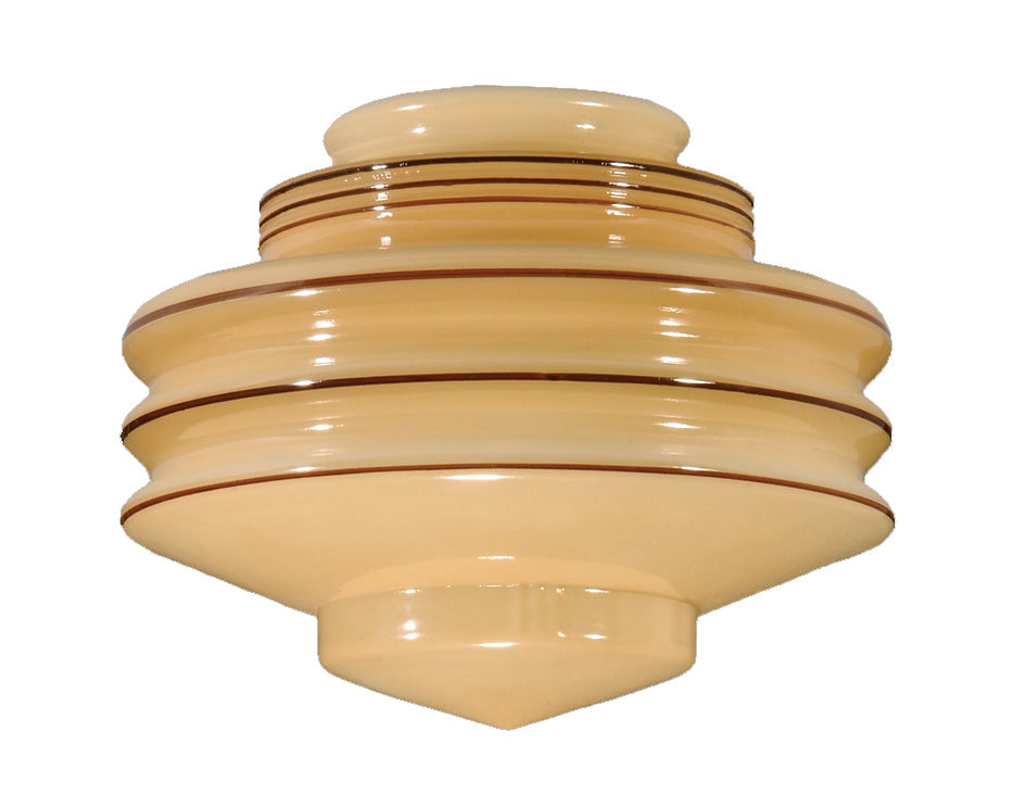 8" Nu-Gold Art Deco Glass Shade, 4 inch lip fitter
