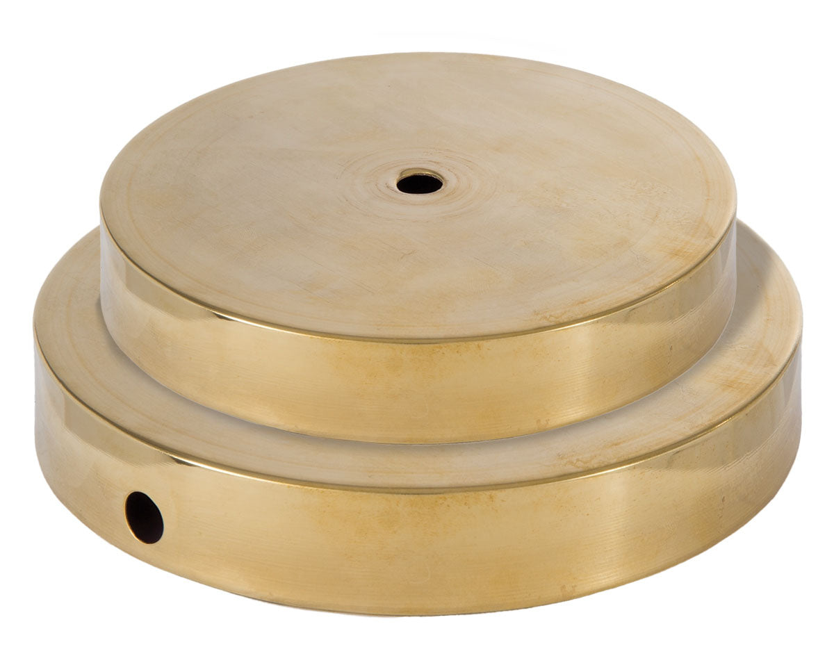 Spun Brass Lamp Base no Wire Hole, Choice of 4 or 5" Dia. and FINISH