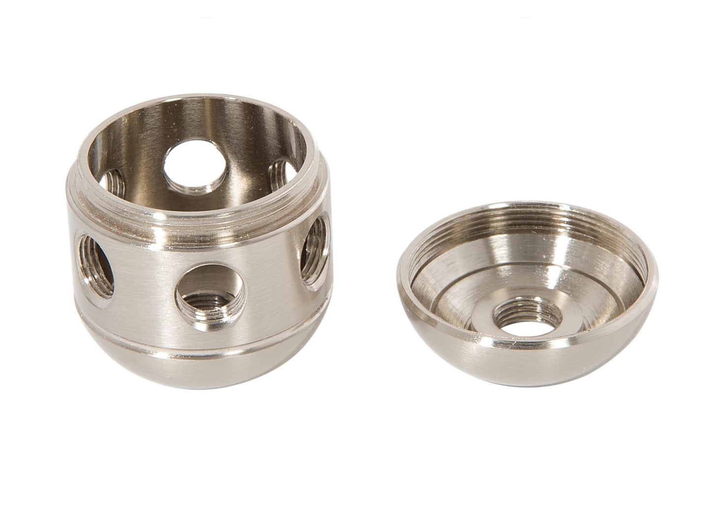 1-5/8 Inch Tall Satin Nickel Finish Turned Brass 2-Pc. Cluster Body, Choice of Side Holes