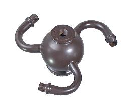 3 Spiral Arm Heavy Brass Lamp Cluster, Choice of Finish