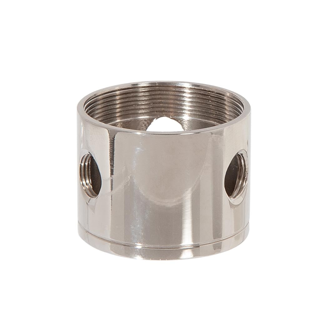 1-1/4 Inch Tall, 3 Side Hole Polished Nickel Finish Turned Brass Lamp Cluster Body