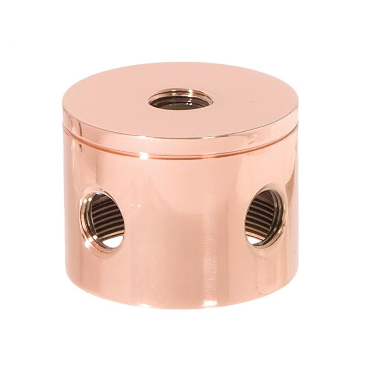 1-1/4 Inch Tall, 4 Side Hole Polished Copper Finish Turned Brass Lamp Cluster Body