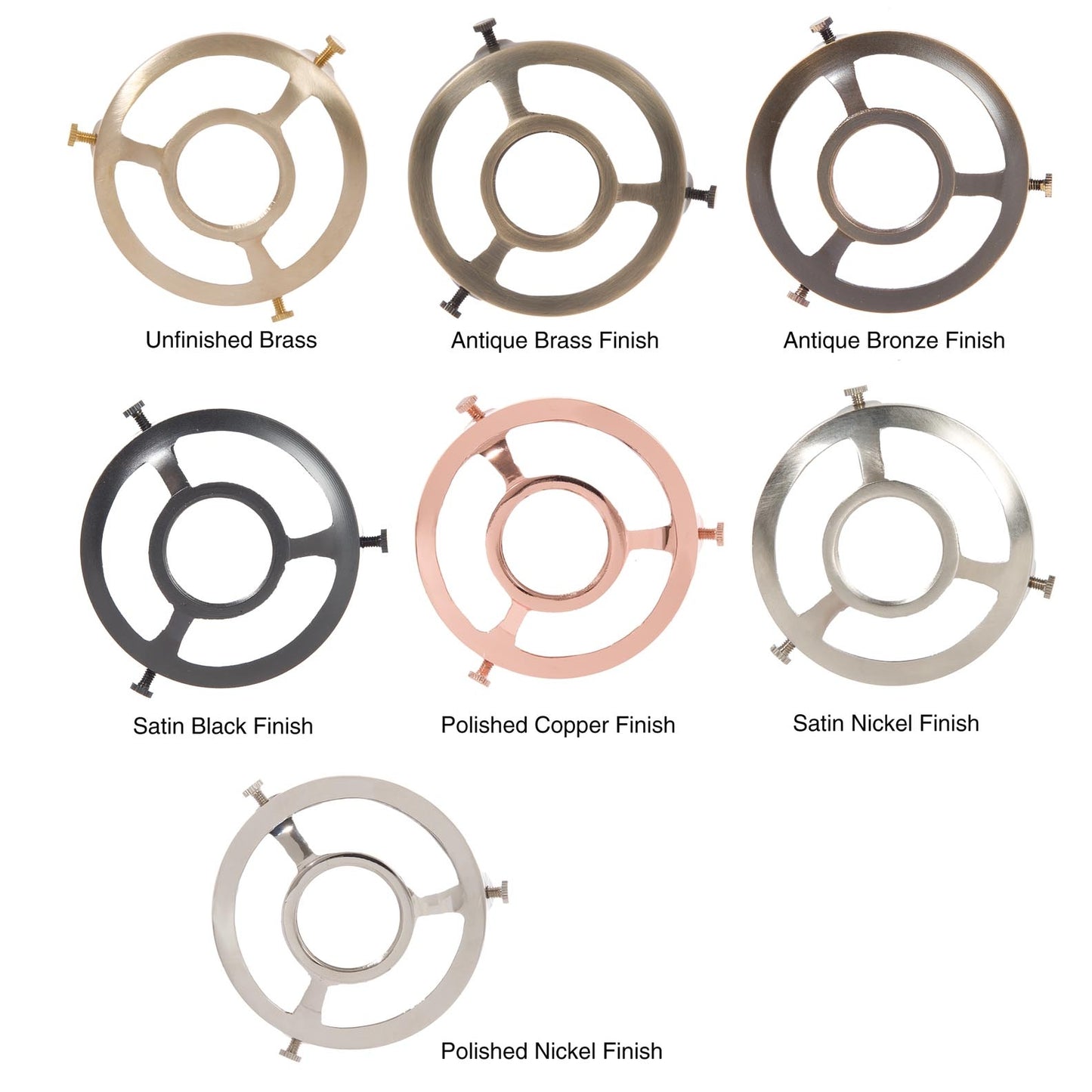 2-1/4 Inch Fitter Cast Brass Shade Holder, Choice of Finish