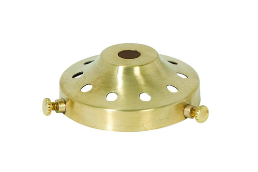 2-1/4 Inch Fitter Unfinished Spun Brass Lamp Shade Holder with Set Screws and Vent Holes