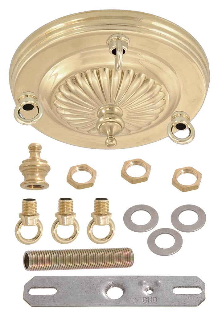 3-Loop Embossed Solid Brass Ceiling Canopy Kits