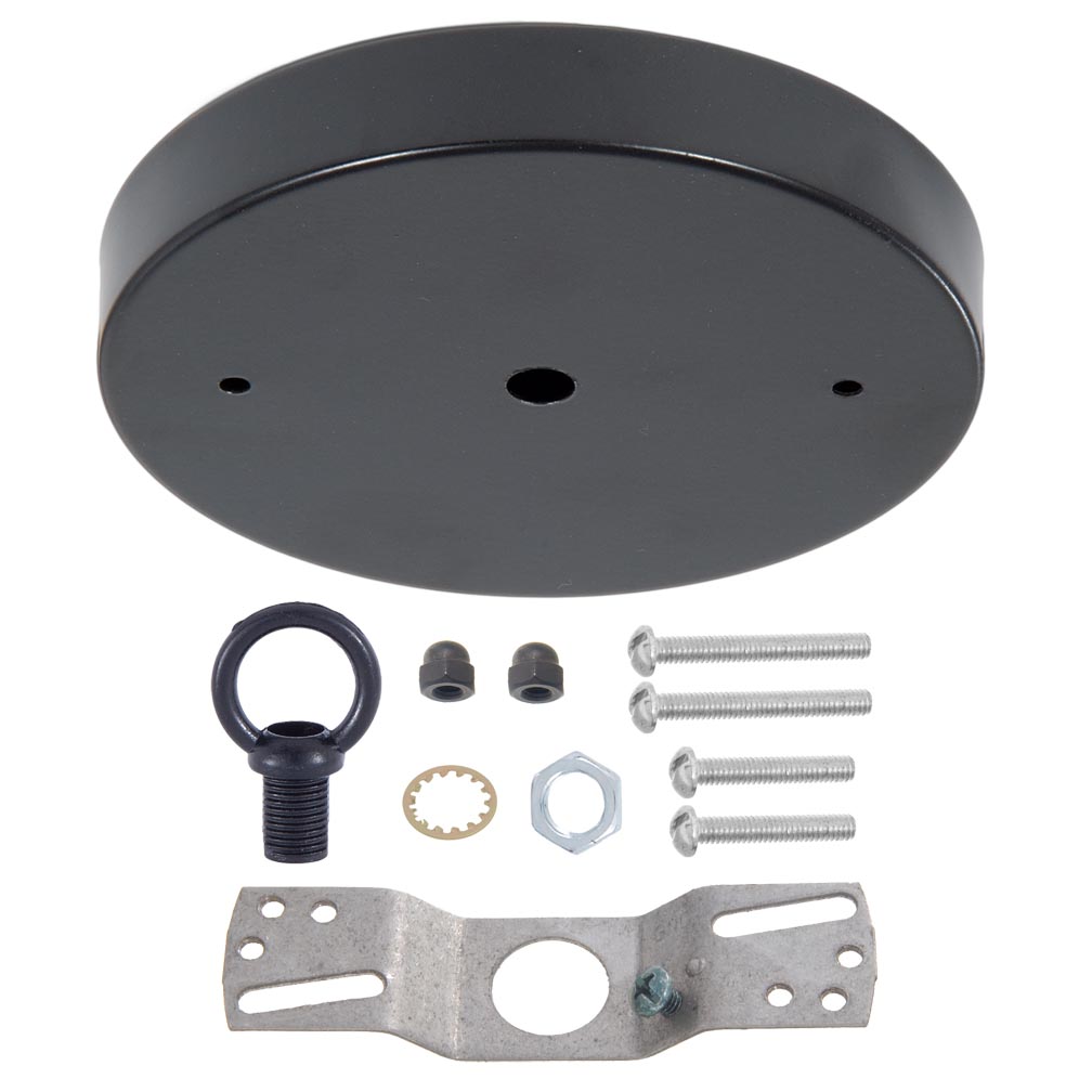 5 1/8", 1/8 IP Slip, Steel Ceiling Canopy Kit with Cast Metal Loop - Satin Black Finish