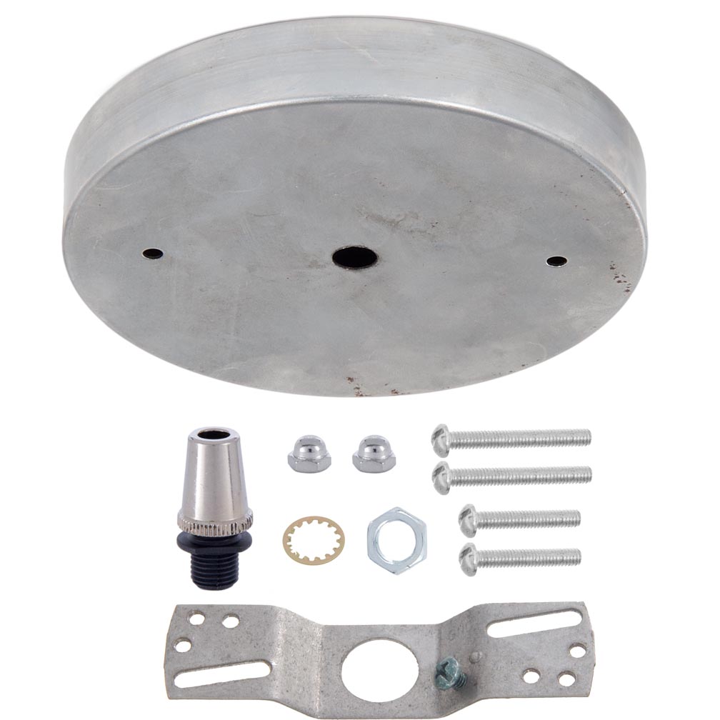 5 1/8", 1/8 IP Slip, Steel Ceiling Canopy Kit with Metal Cord Grip Bushing - Unfinished Steel