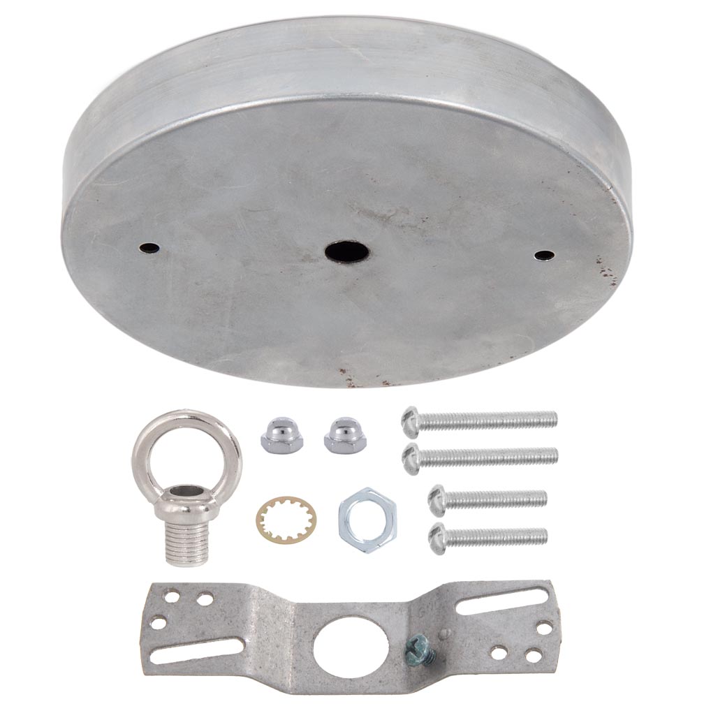 5 1/8", 1/8 IP Slip, Steel Ceiling Canopy Kit with Cast Metal Loop - Unfinished Steel