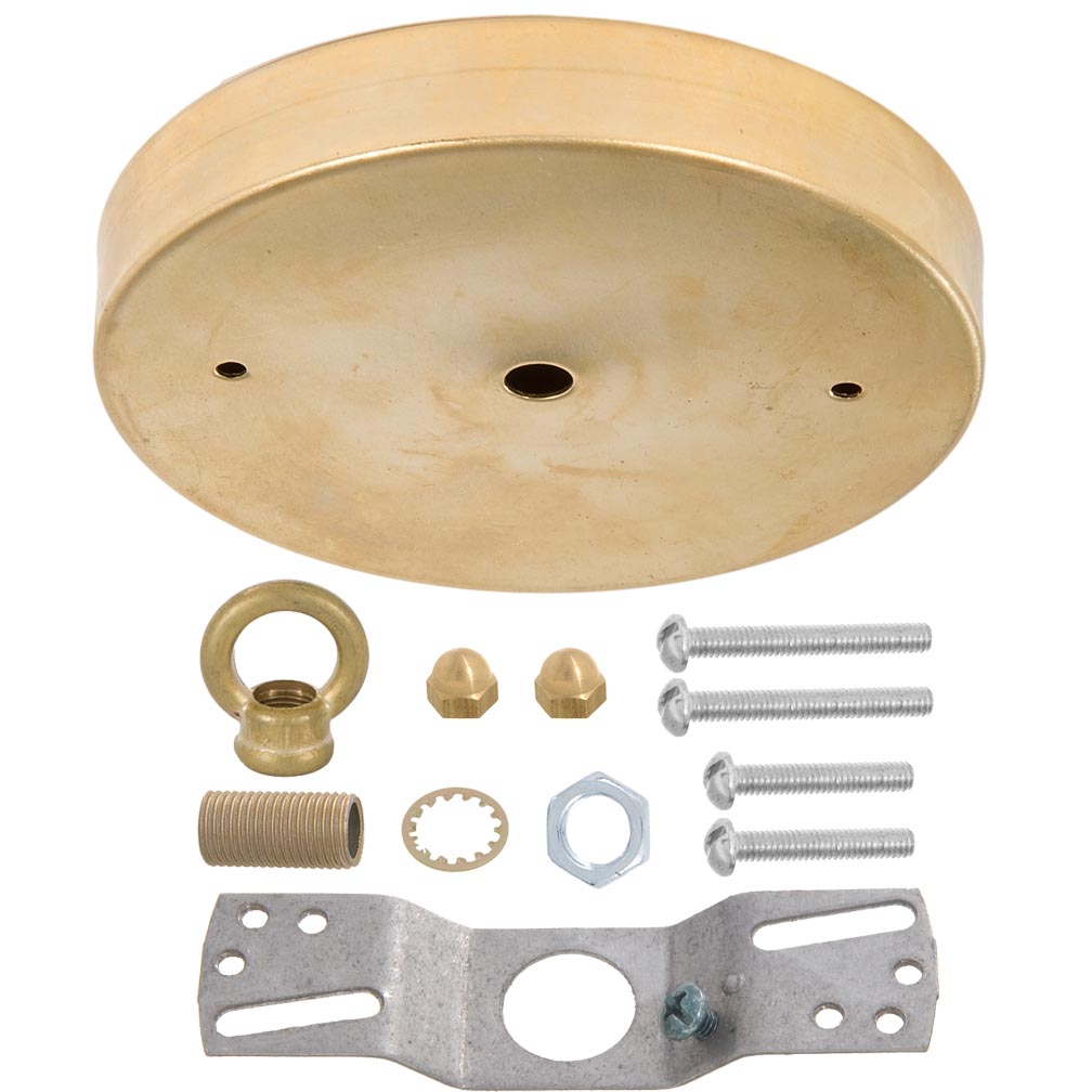 5 1/8" Brass Ceiling Canopy Kit with Cast Brass Loop - Unfinished Brass