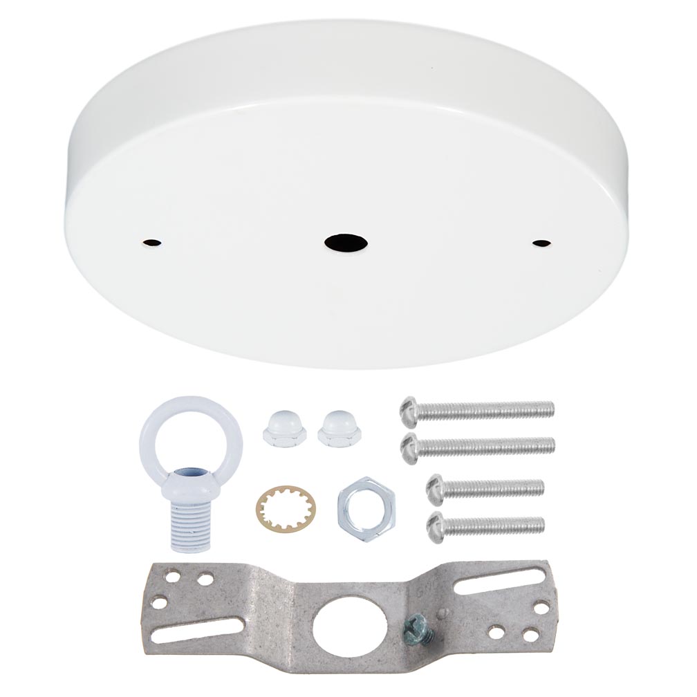 5 1/8", 1/8 IP Slip, Steel Ceiling Canopy Kit with Cast Metal Loop - White Enamel Finish