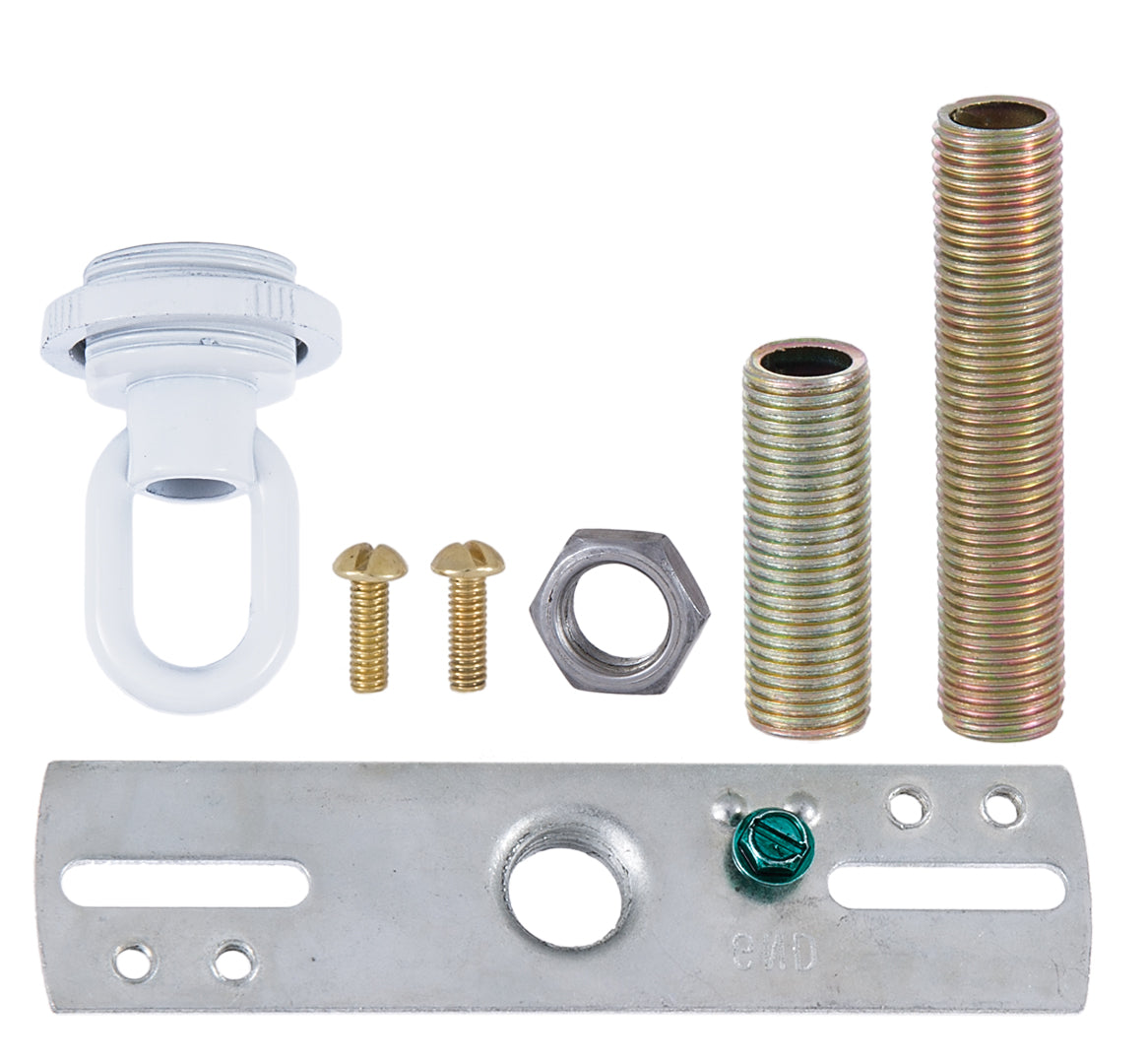 White Screw Collar Lamp Loop Canopy Hardware Set