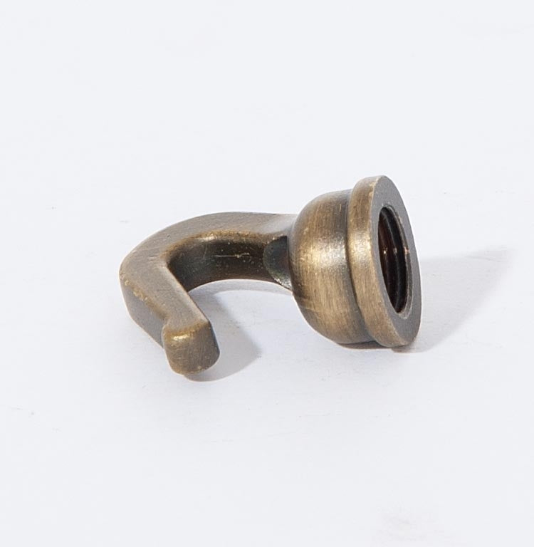 1 Inch Tall Antique Brass Finish Modern Style Cast Brass Hook with Wire Way, 1/8F Tap