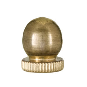 Small, Antique Brass Knob Finial, 1/4-27F (10958A) - Antique Lamp