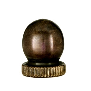 Small, Antique Brass Knob Finial, 1/4-27F (10958A) - Antique Lamp