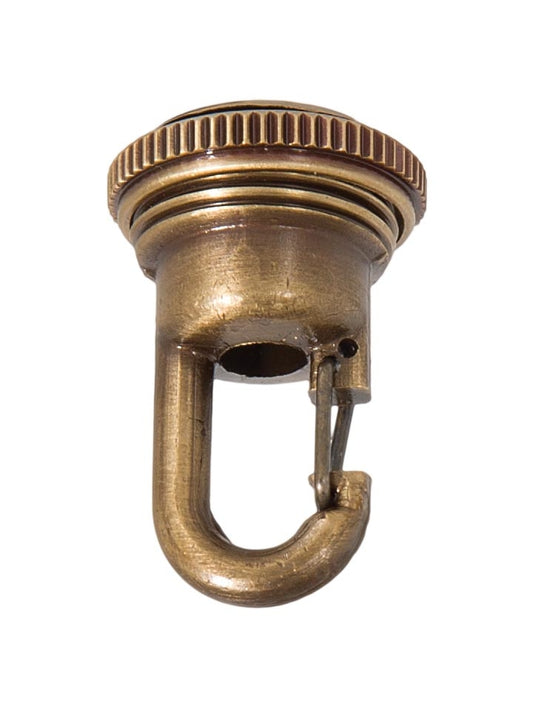 Antique Brass Cast Quick Hook Screw Collar Loop, 1-3/4" Tall, 1/4F Tap