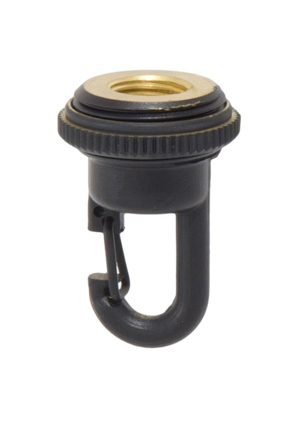 Satin Black Finish Cast Brass Quick Hook Screw Collar Loop, 1-3/4" Tall, 1/4F Tap