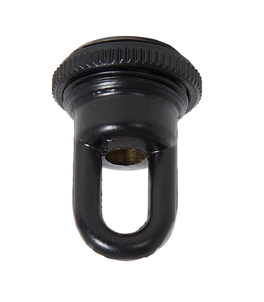 1-11/16" Tall Cast Brass Screw Collar Loop With Seating Ring, Tap 1/4F, Satin Black