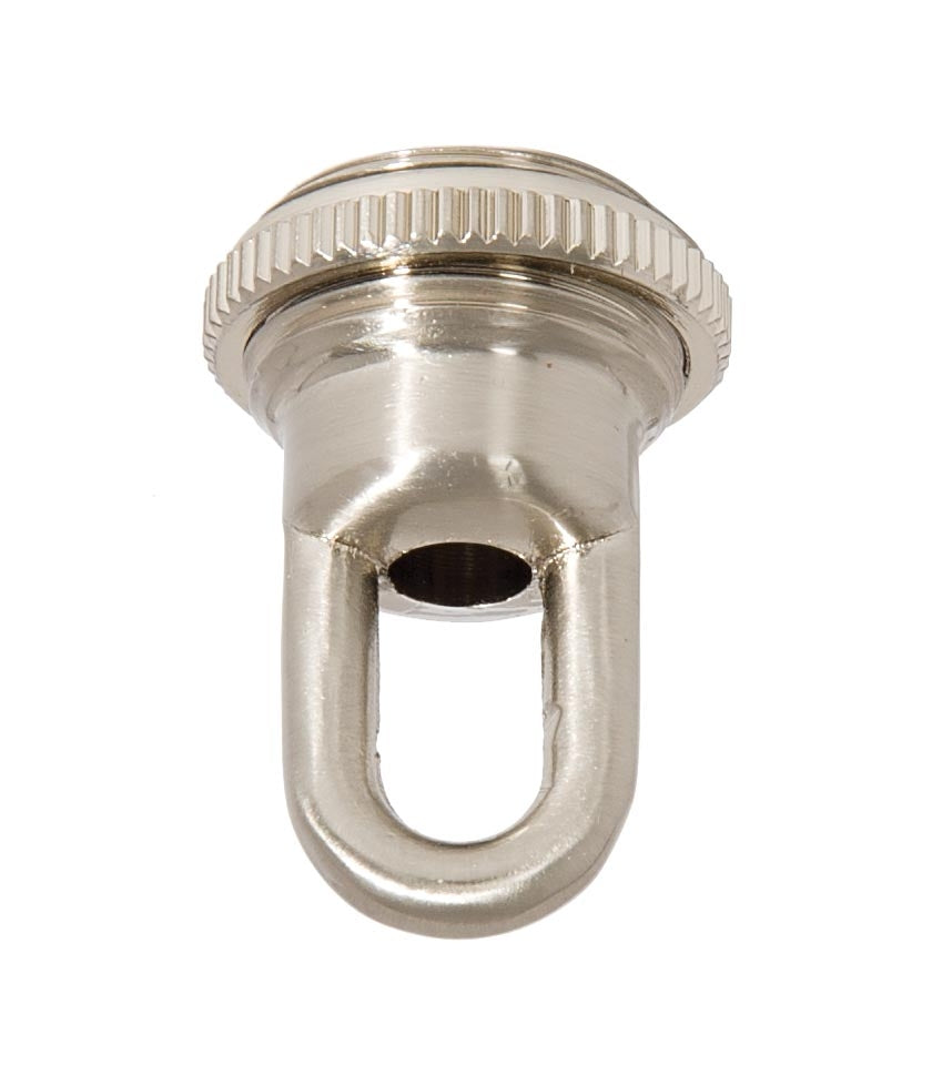 1-11/16" Tall Cast Brass Screw Collar Loop With Seating Ring, Tap 1/4F, Satin Nickel 