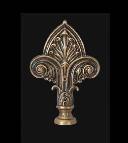 Fleur-de-lis Lamp Finial, 3 1/4 inch ht, 1/4-27 tap