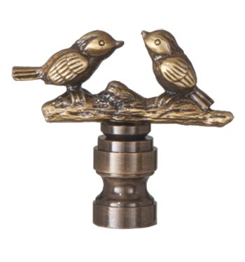 Two Birds Lamp Finial, 1 3/4" ht., tap 1/4-27