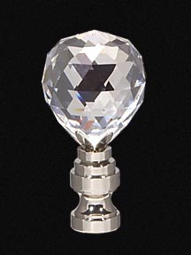 2 1/4" Crystal Finial w/Nickel Finish Base