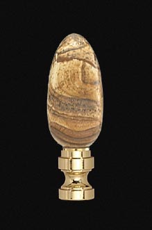 2 1/2" Jasper Finial w/ Polished and Lacquered Brass Base