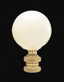 2" Beige Ceramic Ball Finial w/ Polished and Laquered Brass Base