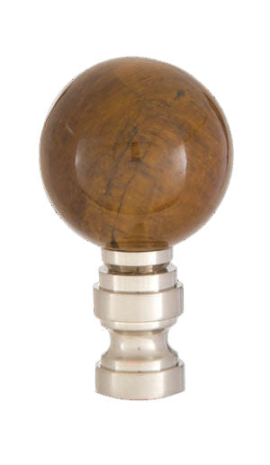 Tiger Eye Design, 30mm Ball Finial, Satin Nickel Brass Base