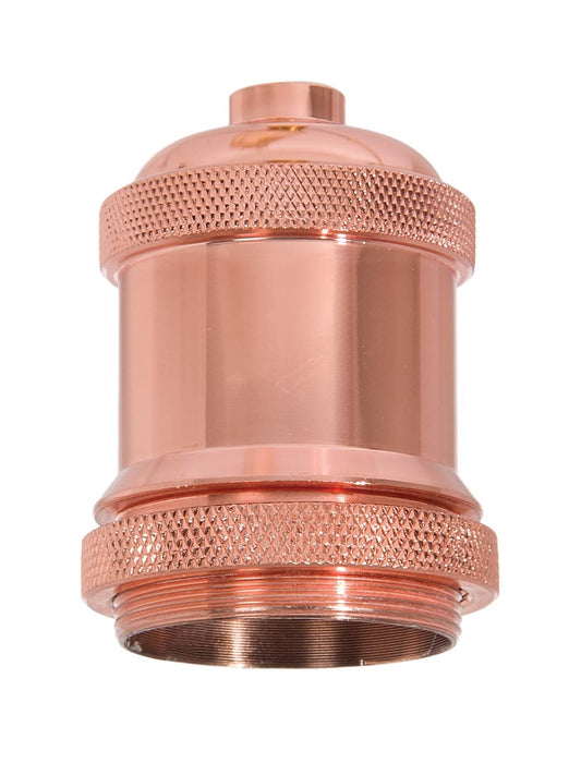 Polished Copper Finish Die Cast Aluminum E-26 Socket Cover with E-26 Socket and Mounting Hardware