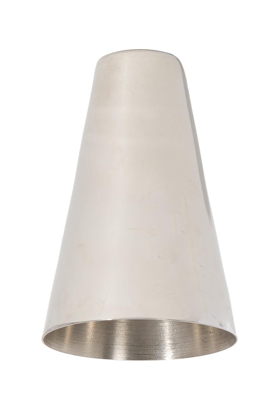 3-3/8 Inch Tall Polished Nickel Finish Brass Cone Lighting Socket Cup, 1/8IP