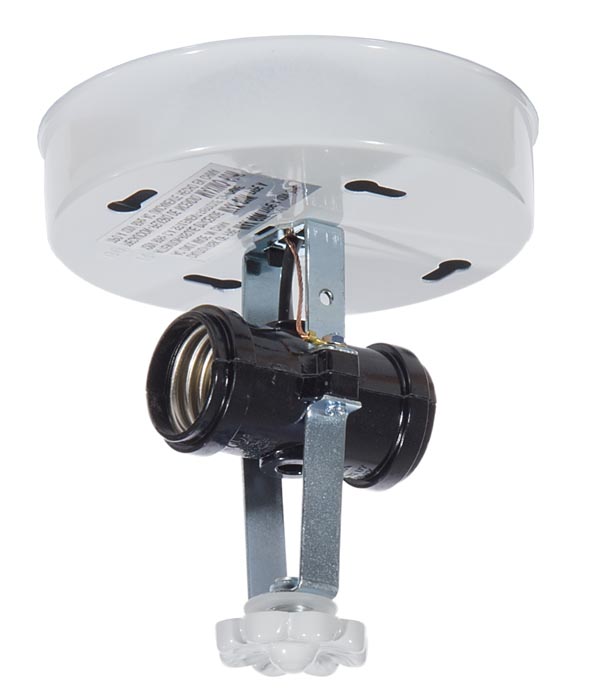 5-1/4" Tall 2-Light Wired Bent Glass Ceiling Fixture Holder with White Canopy, 1/8 IP Slip