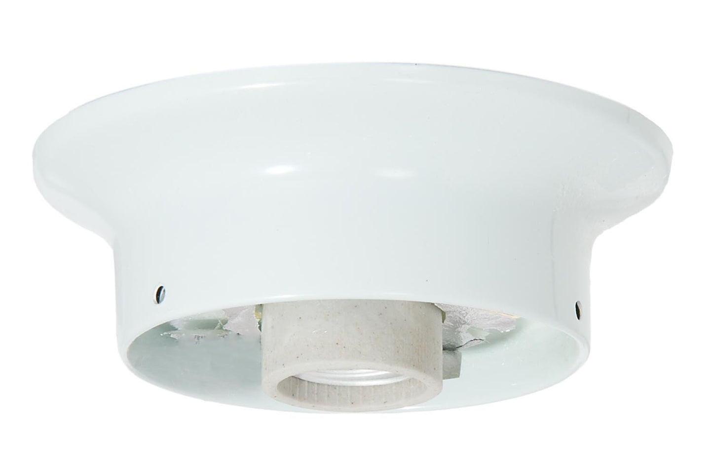 3-1/4" Fitter White Gloss Finish Fixture Holder, Hardware & High Heat Porcelain Socket