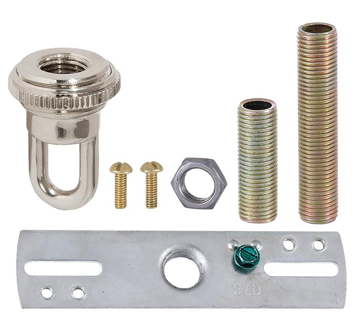 6 Inch Diameter Clear Crystal Canopy For Chandelier, Nickel Plated Brass Insert & Matching Screw Collar Hardware Kit