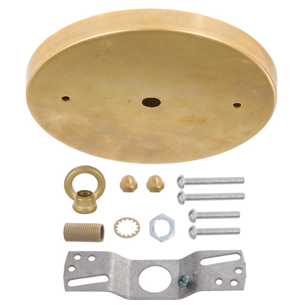 5 1/4", 1/8 IP Slip, Thin Brass Ceiling Canopy Kit with Cast Brass Loop - Unfinished Brass