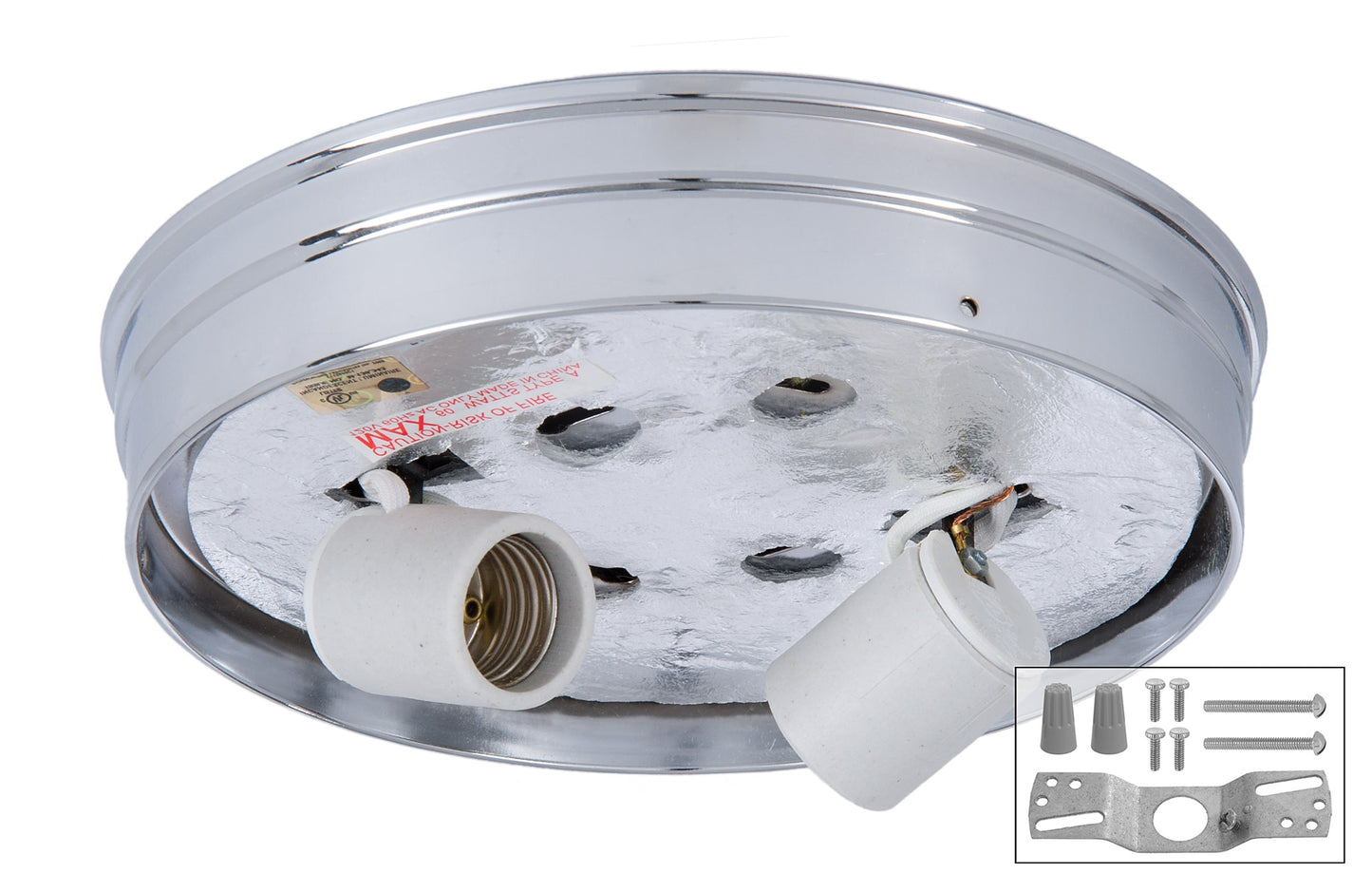 Nickel Finish Flush Mount 8 Inch Wired Shade Holder