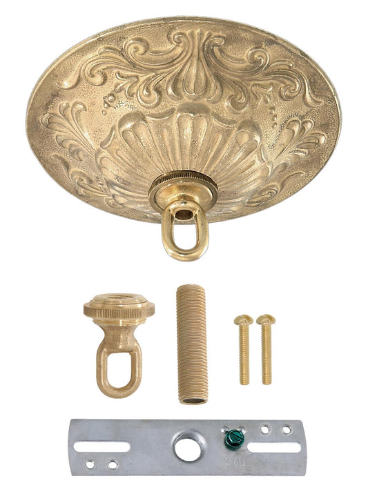 5-1/2" Diameter Ceiling Canopy kit, Die Cast Brass Material, Choice of Polished & Lacq. or Unfin. Brass