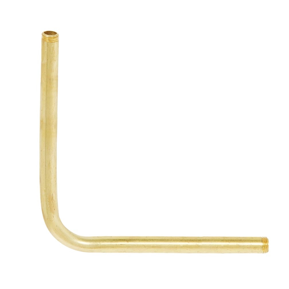 Unfinished Brass Bent 90 Degree Lamp Arm, 1/8M Threaded Both Ends, Choice of Size