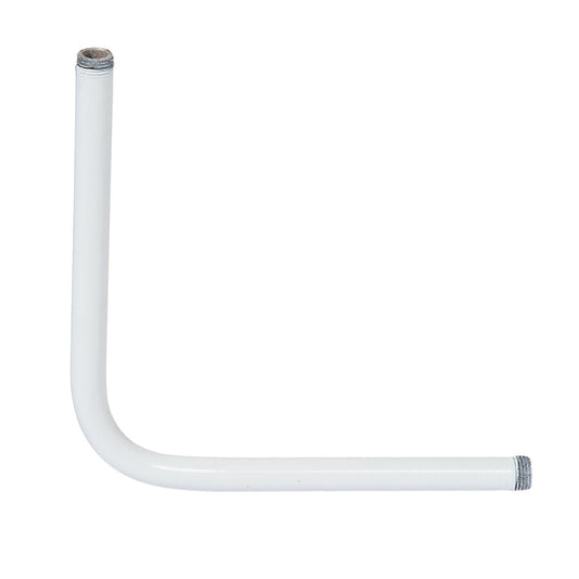Glossy White Finish Bent 90 Degree Steel Lamp Arm, 1/8M Threaded Both Ends, Choice of Size
