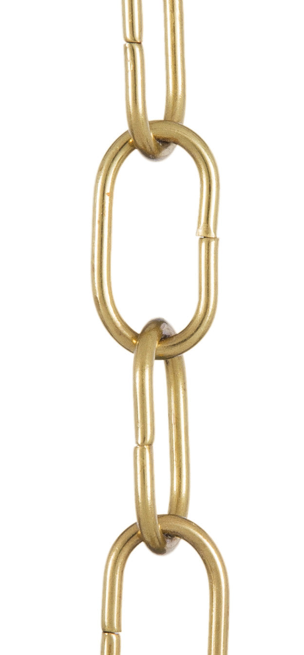 8 Gauge Solid Brass Oval Swag Lamp Chain, Unfinished