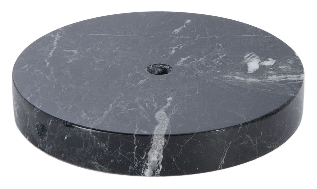 Round Black Zebra Marble Base, Choice of 5 or 6" Dia.