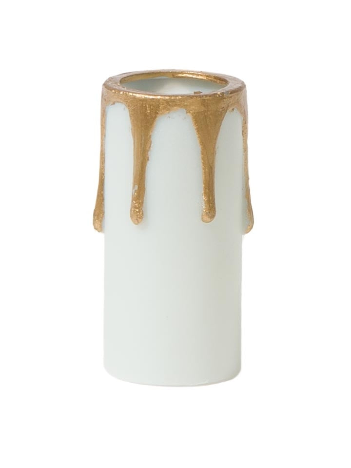 2 Inch Tall White Color Plastic Candelabra Candle Cover with Gold Drips