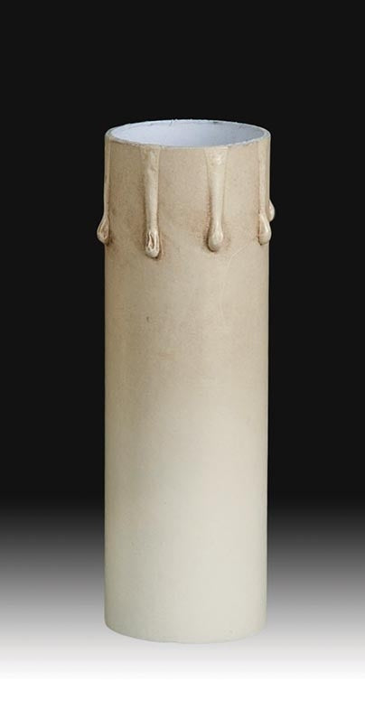 Antique Ivory Tinted Drip Paper Board Candle Cover, CANDELABRA or MEDIUM Bases, Choice of Length