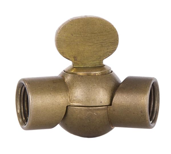 Die Cast Brass Lamp Swivel with Butterfly Knob, 1/8F X 1/8F