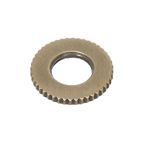 3/4 Inch Outside Diameter Antique Brass Finish Knurled Brass Locknut, Tap 1/8F