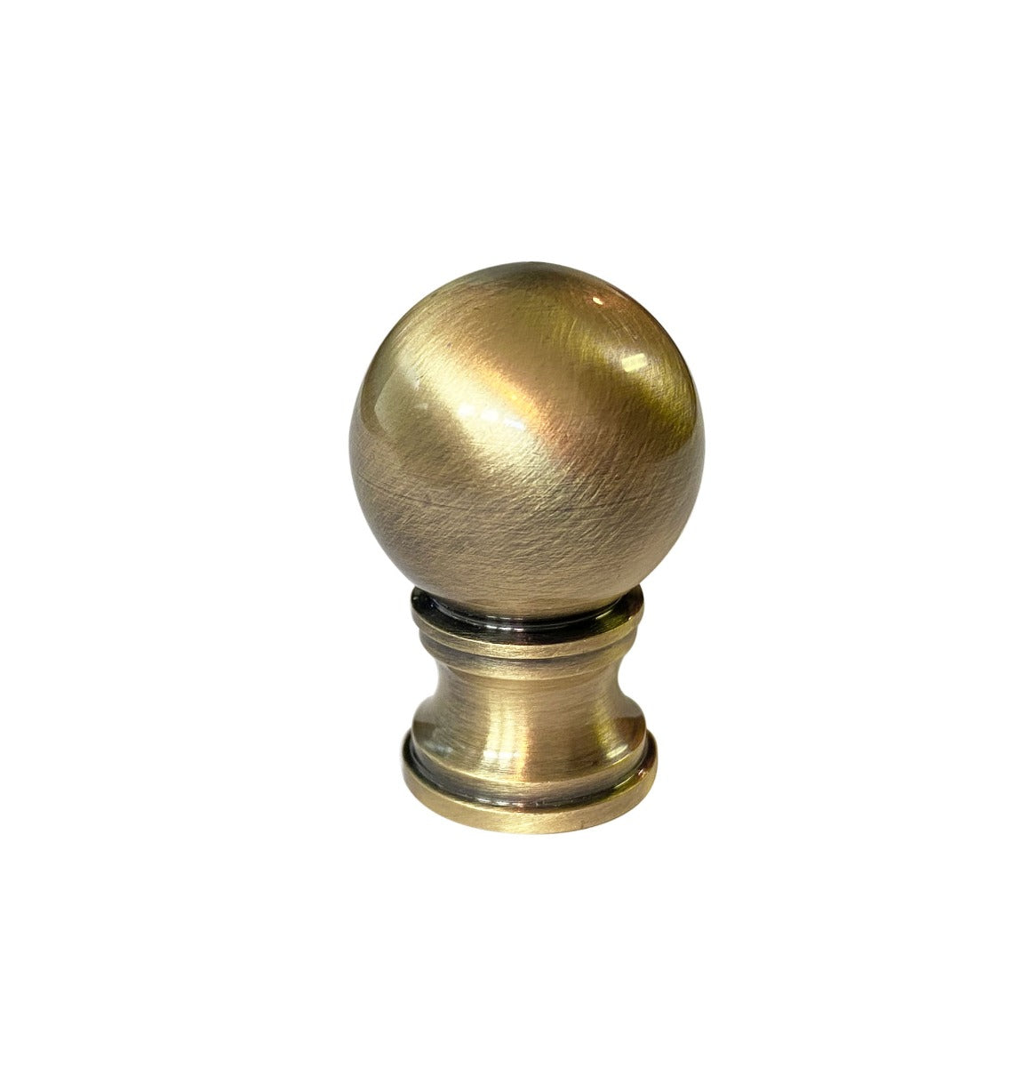 Ball Style Solid Brass Lamp Finial - Antique Brass., 1 3/8" ht.
