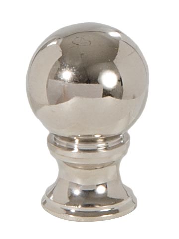 Ball Style Solid Brass Lamp Finial - Polished Nickel, 1 3/8" ht.