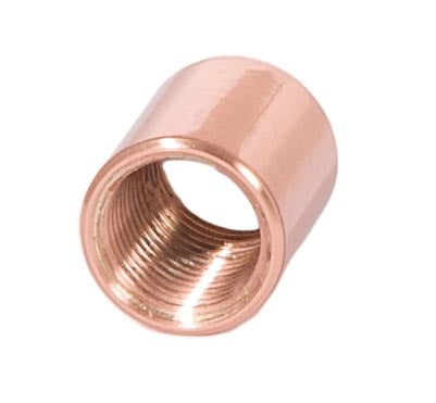 9/16 Inch Tall Polished Copper Finish Brass Lamp Coupling, 1/8F Tap