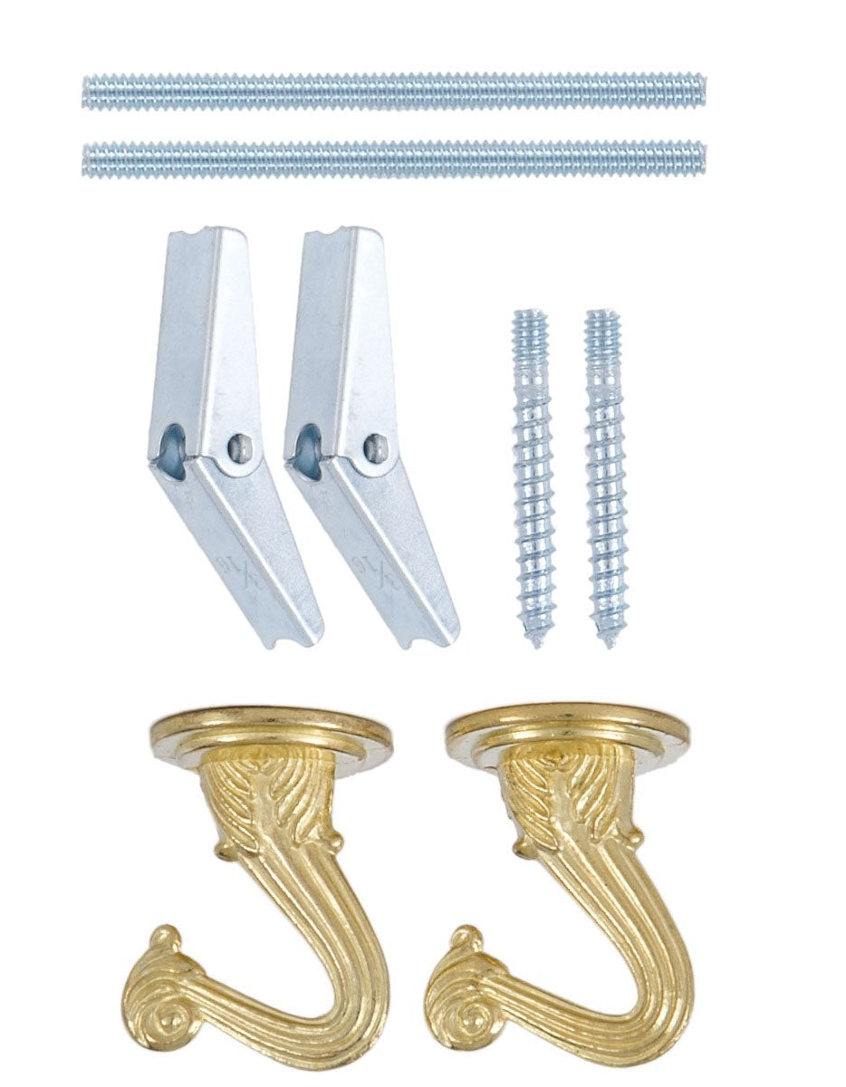 Brass 2 Hook Swag Lamp Kit
