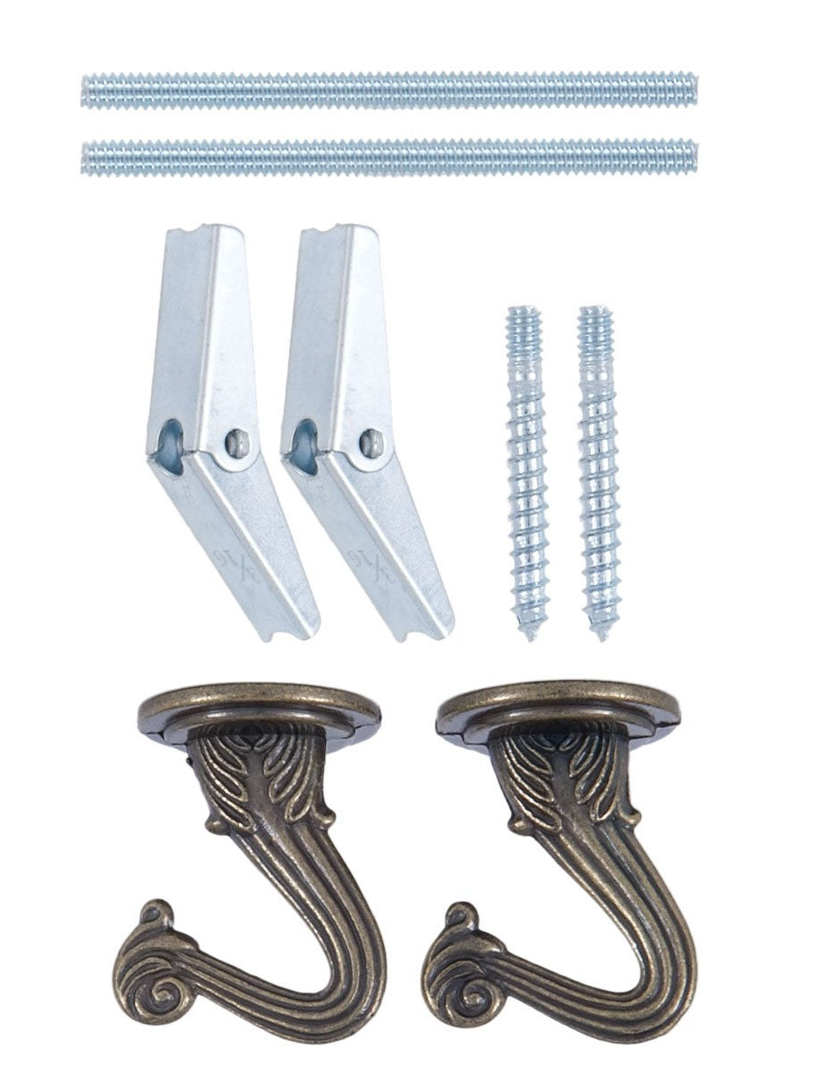 Antique Brass 2 Hook Swag Lamp Kit