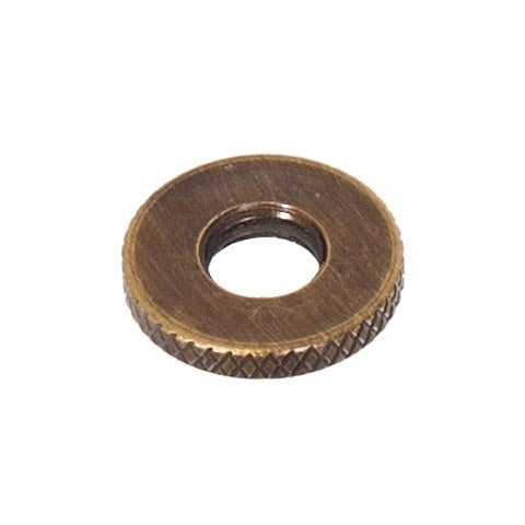 9/16 Inch Outside Diameter Antique Brass Finish Knurled Brass Locknut, 1/4-27F